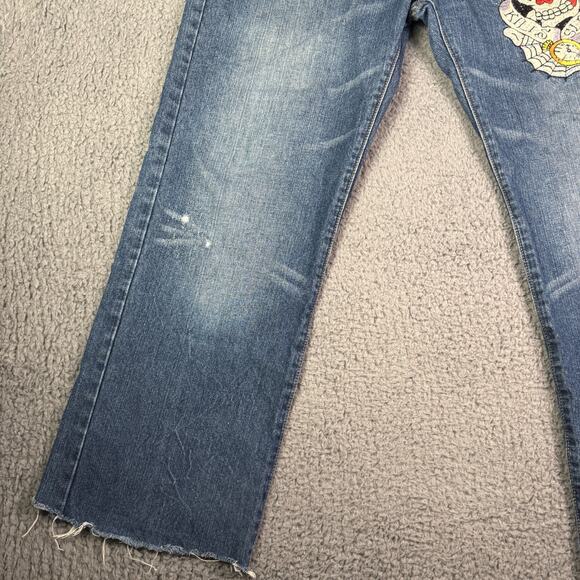 Vintage Y2K Ed Hardy Jeans 38x30 Christian Audigier Embroidered Skull Baggy - Picture 3 of 16